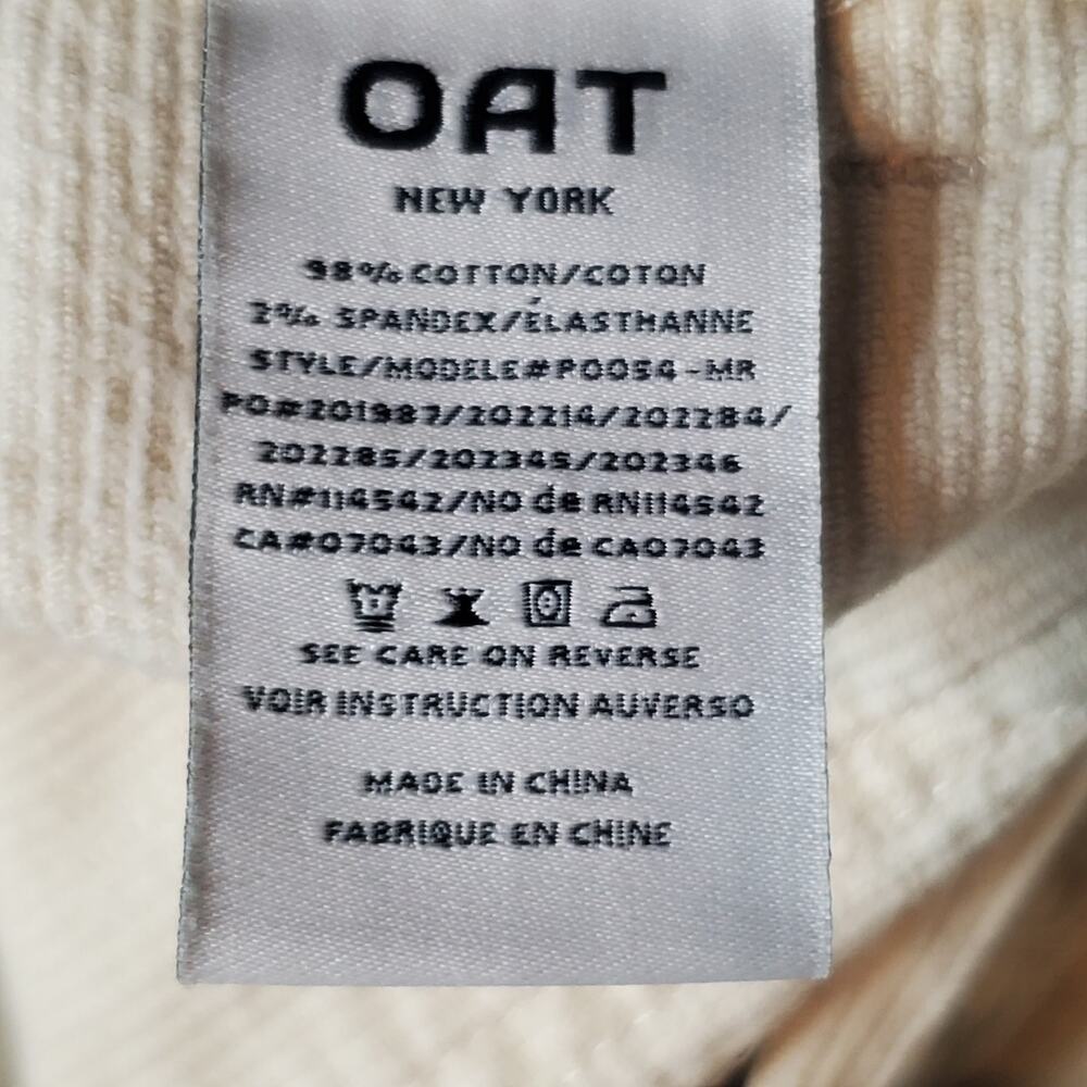 Oat New York Women's Size 8/29 High Rise Wide Leg Corduroy Pant Ivory White - Picture 7 of 7
